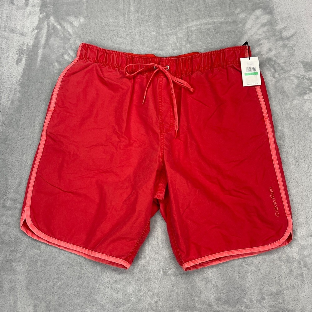Calvin Klein Shorts Mens Large Red Surf Surfing Water Polo Drawstring with Liner